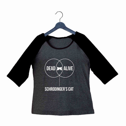 Coding Nerd Engineering SCHRODINGERS CAT VENN DIAGRAM Custom Printed Graphic Design Raglan T-Shirt for Women